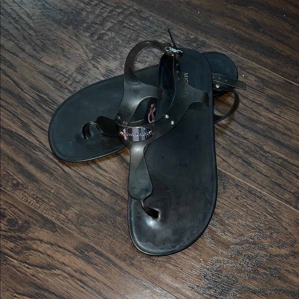 Michael Kors dark grey jelly sandals